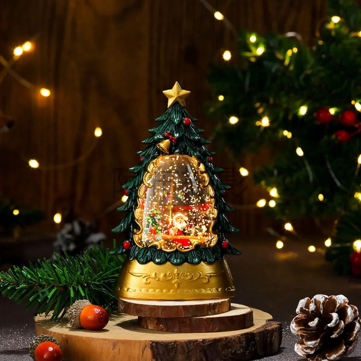 Holiday Snow Globe LED Battery-Free Tree Scene
