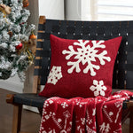 Holiday Throw Pillow Plaid Snowflake Applique Removable Cover