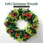 Holiday Wreath Felt Holly Leaves & Red Berries 45cm