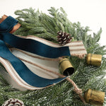 Holiday Wreath Lifelike Faux Evergreen 18 Inch Ribbon & Bells