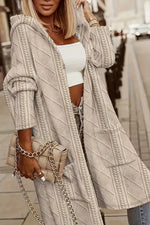 Hooded Cardigan Open-Front Draped Lightweight Warmth