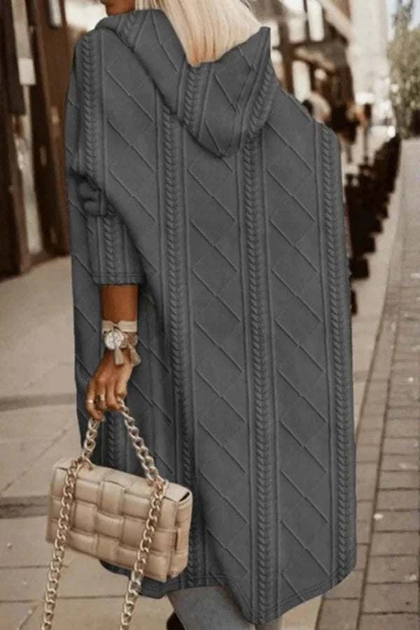 Hooded Cardigan Open-Front Draped Lightweight Warmth