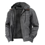 Hooded Jacket Fleece-Lined Zippered Pockets Drawstring Hood