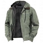 Hooded Jacket Fleece-Lined Zippered Pockets Drawstring Hood
