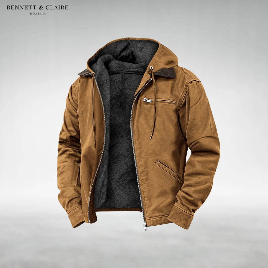 Hooded Jacket Waterproof Warm Lining Multiple Pockets