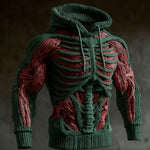 Hoodie 3D Skeleton Knit Design Long Sleeve Hooded