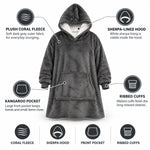 Hoodie Blanket Oversized Sherpa Fleece Hood & Front Pocket