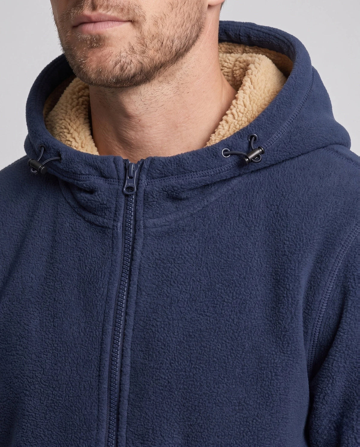 Hoodie Jacket Windproof Teddy Fleece Lined Zip Pockets