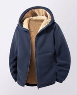 Hoodie Jacket Windproof Teddy Fleece Lined Zip Pockets