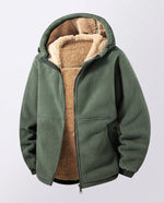 Hoodie Jacket Windproof Teddy Fleece Lined Zip Pockets