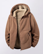 Hoodie Jacket Windproof Teddy Fleece Lined Zip Pockets