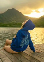 Hoodie Oversized Fit Tropical Print Long Sleeve Hooded Design