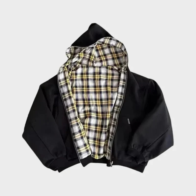 Hoodie Reversible Plaid Full-Zip Relaxed Fit