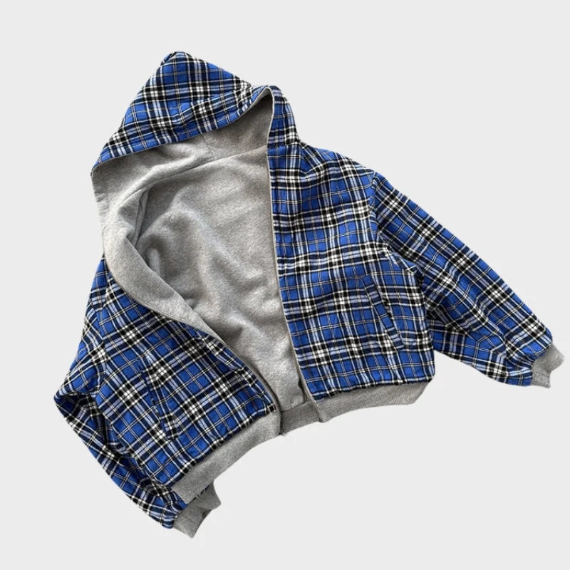 Hoodie Reversible Plaid Full-Zip Relaxed Fit
