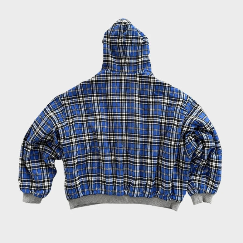 Hoodie Reversible Plaid Full-Zip Relaxed Fit