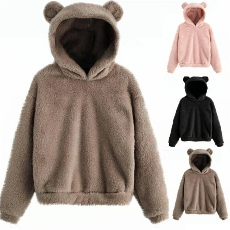 Hoodie Teddy Fleece Oversized Fit Bear Ears