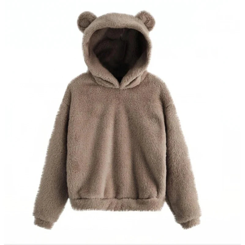 Hoodie Teddy Fleece Oversized Fit Bear Ears