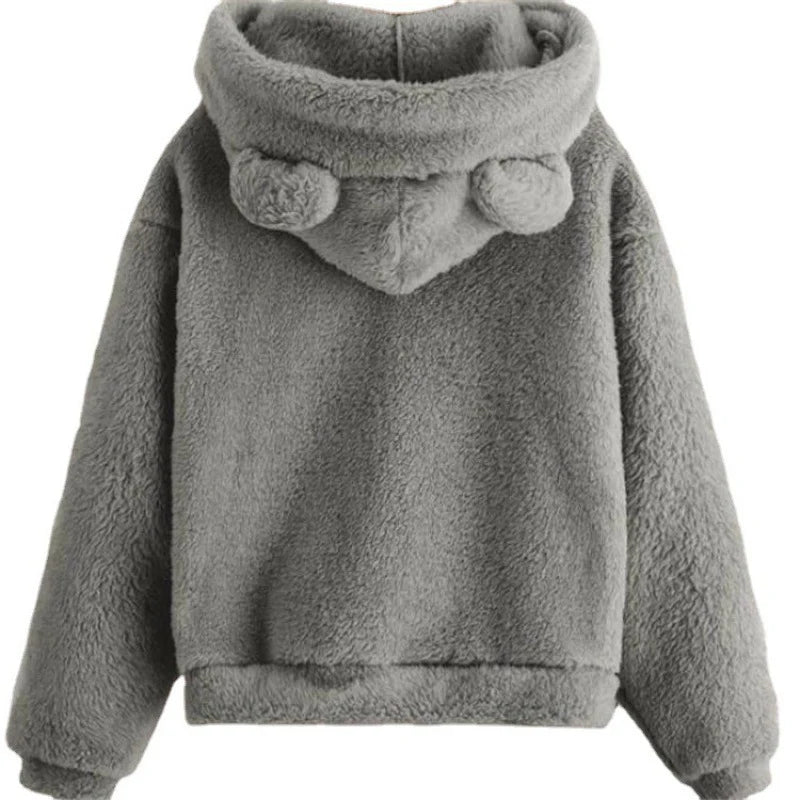 Hoodie Teddy Fleece Oversized Fit Bear Ears