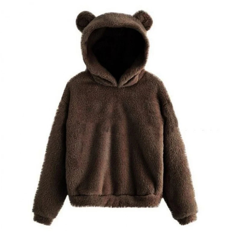 Hoodie Teddy Fleece Oversized Fit Bear Ears