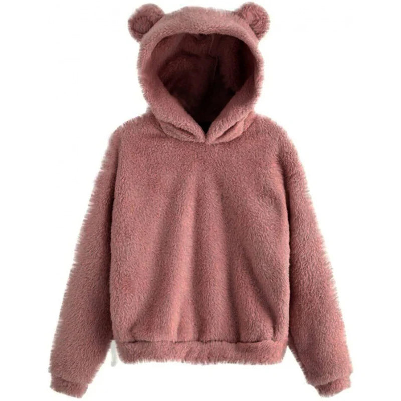 Hoodie Teddy Fleece Oversized Fit Bear Ears