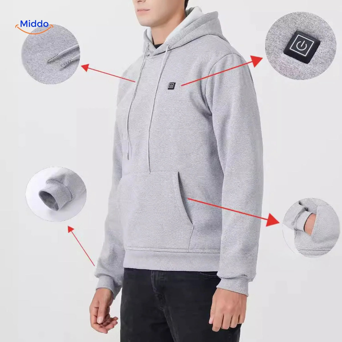 Hoodie USB-Powered Heating Adjustable Heat Settings