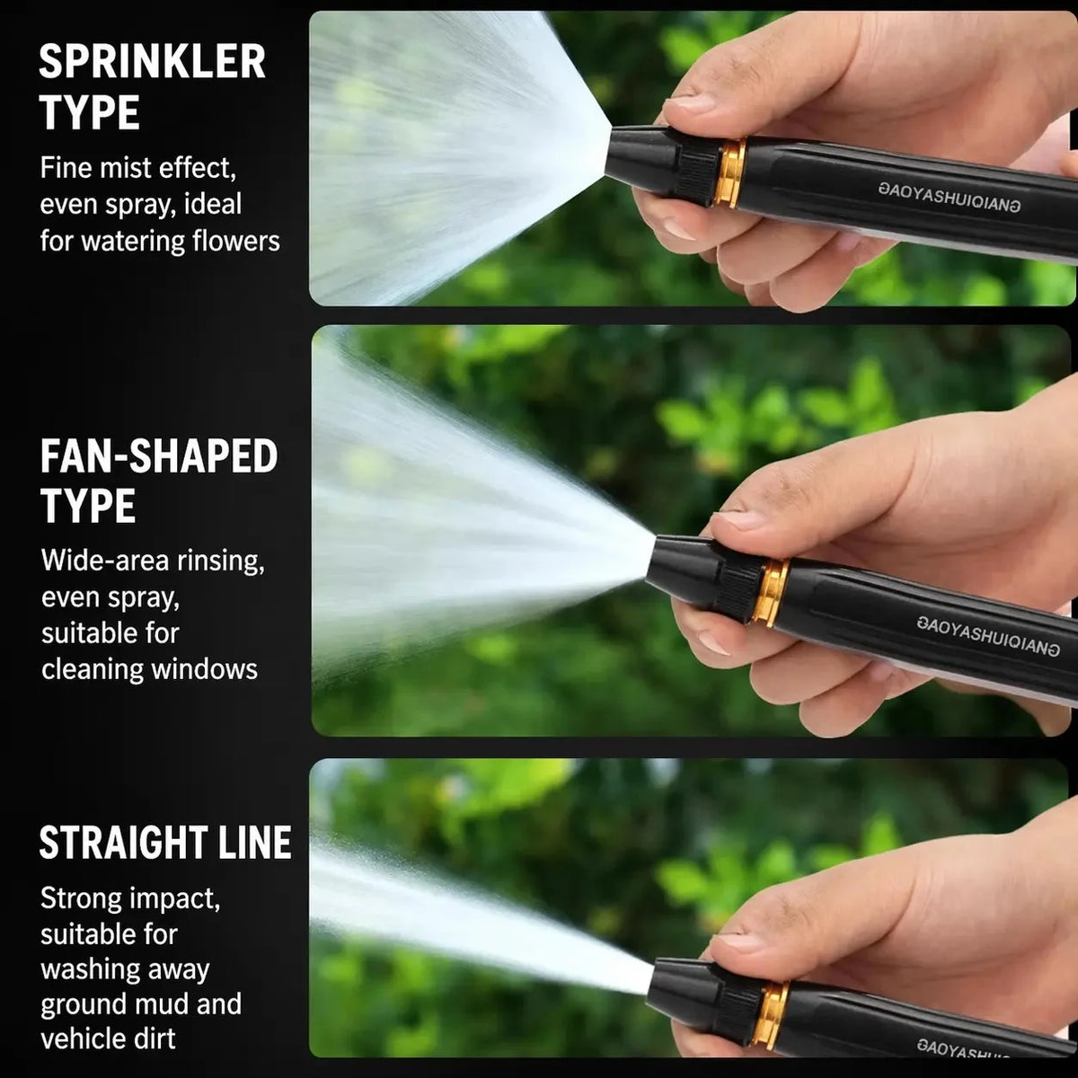Hose Nozzle High-Pressure Adjustable Spray Ergonomic Grip