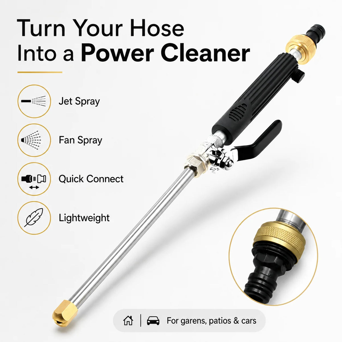 Hose Pressure Washer Attachment Adjustable Spray 100x Pressure