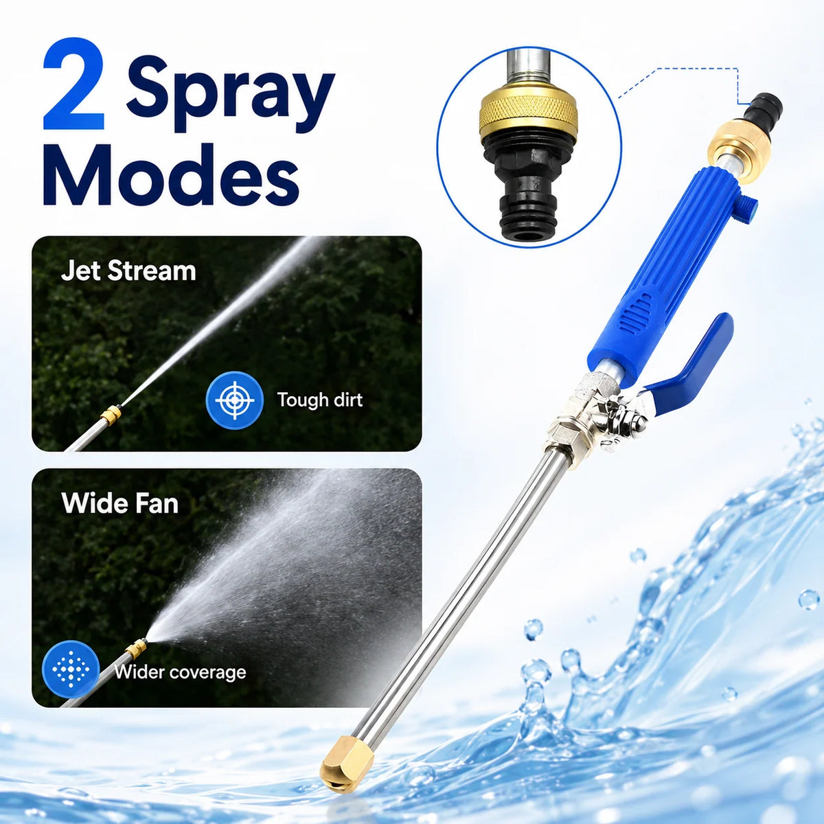 Hose Pressure Washer Attachment Adjustable Spray 100x Pressure