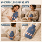 Hot Water Bottle Knitted Cover 33.8-Ounce Capacity Up to 8-Hour Warmth