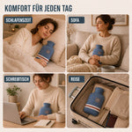 Hot Water Bottle Knitted Cover 33.8-Ounce Capacity Up to 8-Hour Warmth