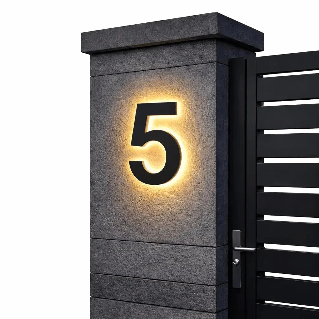 House Number Sign LED Backlit IP68 Waterproof Stainless Steel & Acrylic