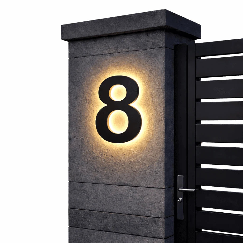 House Number Sign LED Backlit IP68 Waterproofing