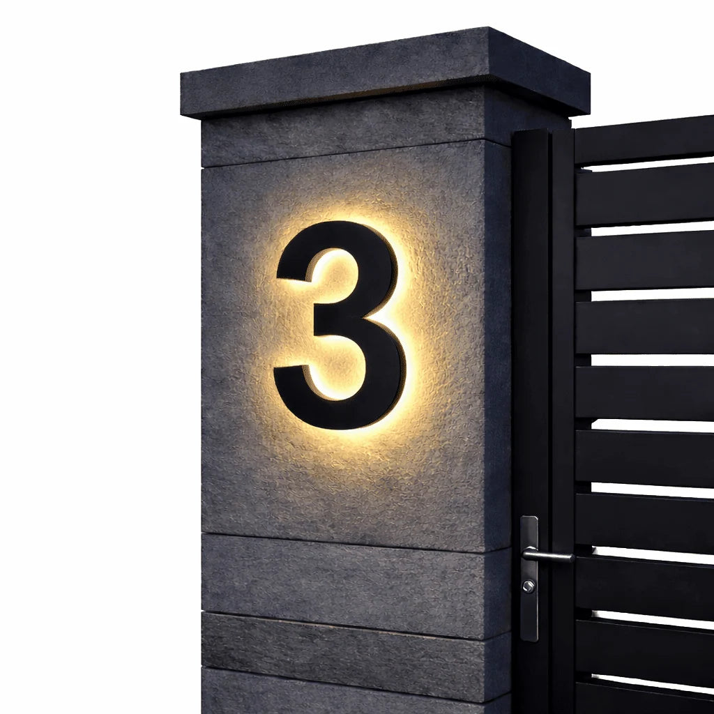 House Number Sign LED Backlit IP68 Waterproofing