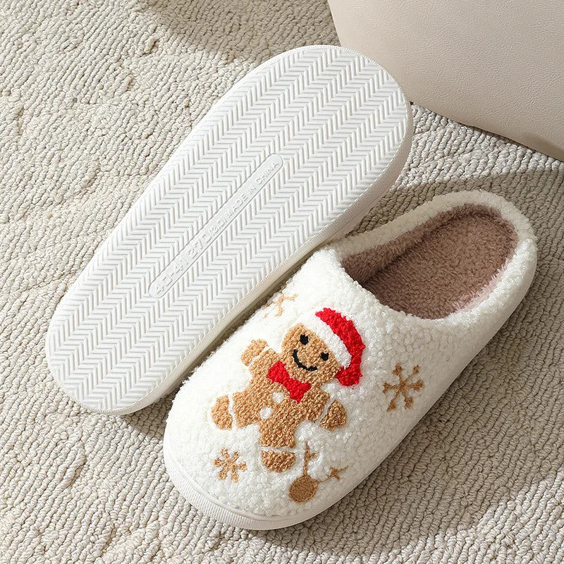 House Slippers Christmas Design Plush Lining Non-Slip Sole