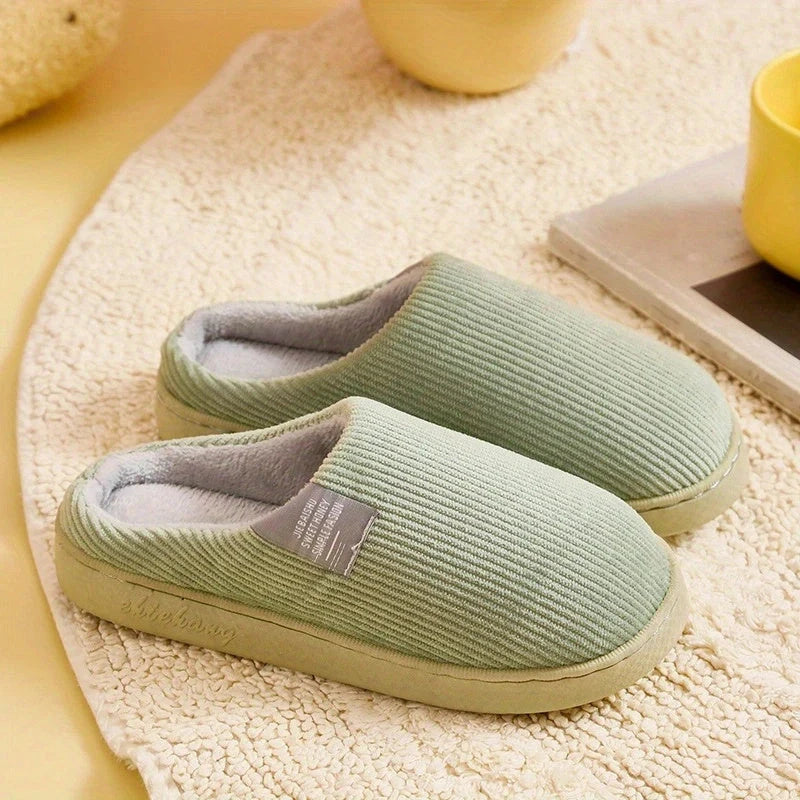 House Slippers Plush Backless Slip-On Anti-Slip Sole