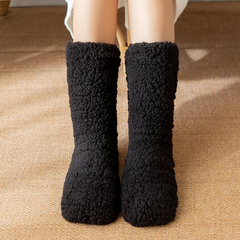 House Socks Plush Warmth Non-Slip Soles Mid-Calf Comfort