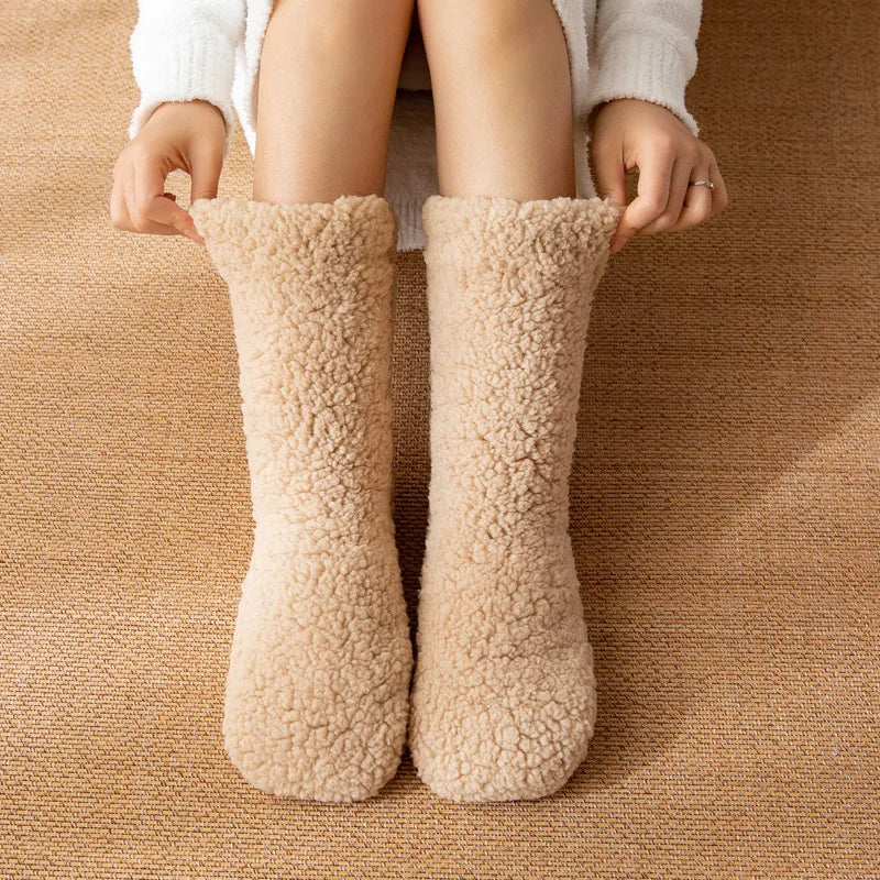 House Socks Plush Warmth Non-Slip Soles Mid-Calf Comfort