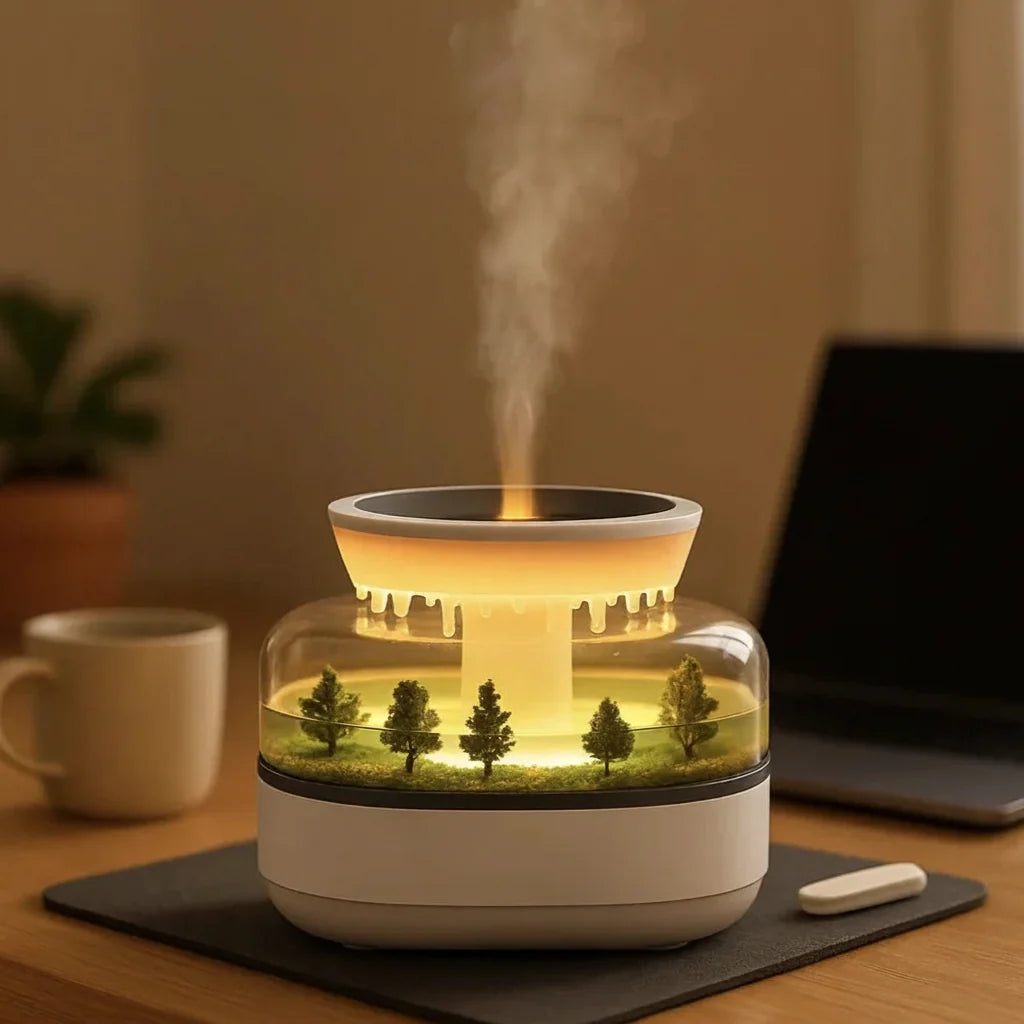 Humidifier Ultrasonic Mist Raindrop Sound & 7-Color Ambient Light
