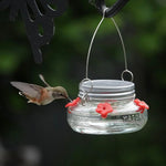 Hummingbird Feeder Clear Jar Four Ports Set of 2
