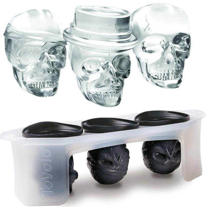 Ice Cube Mold Skull-Shaped Silicone With Lid