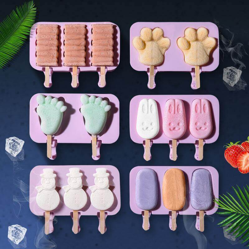 Ice Pop Mold Silicone Nonstick Set of 3 BPA-Free
