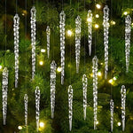 Icicle Ornament Set Clear Shatter-Resistant Lightweight 12 Piece