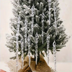 Icicle Ornament Set Clear Shatter-Resistant Lightweight 12 Piece