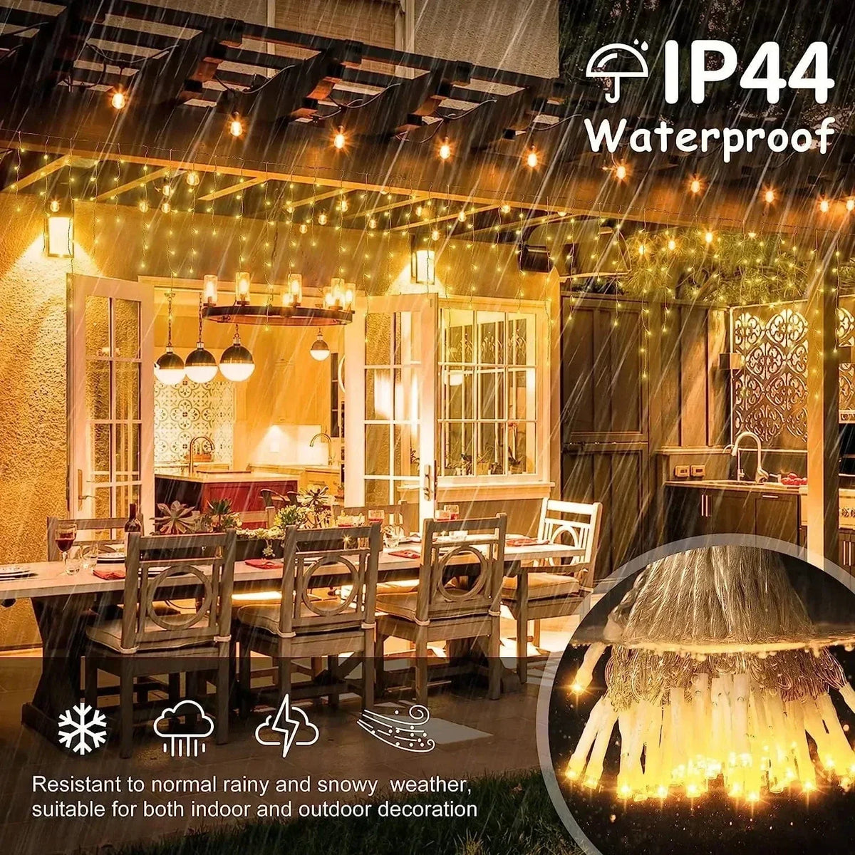 Icicle String Lights Twinkling Strobe Connectable Waterproof