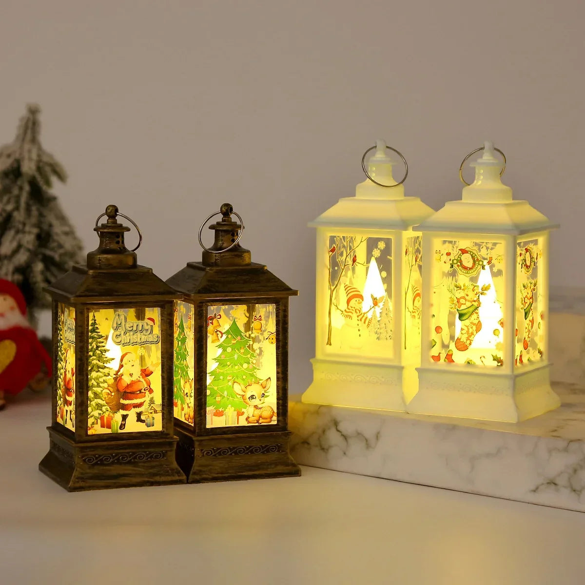 Indoor Lantern Santa Graphic Lightweight & Durable