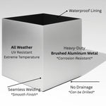 Indoor Planter Brushed Aluminum Waterproof Lining Hardwood Stand