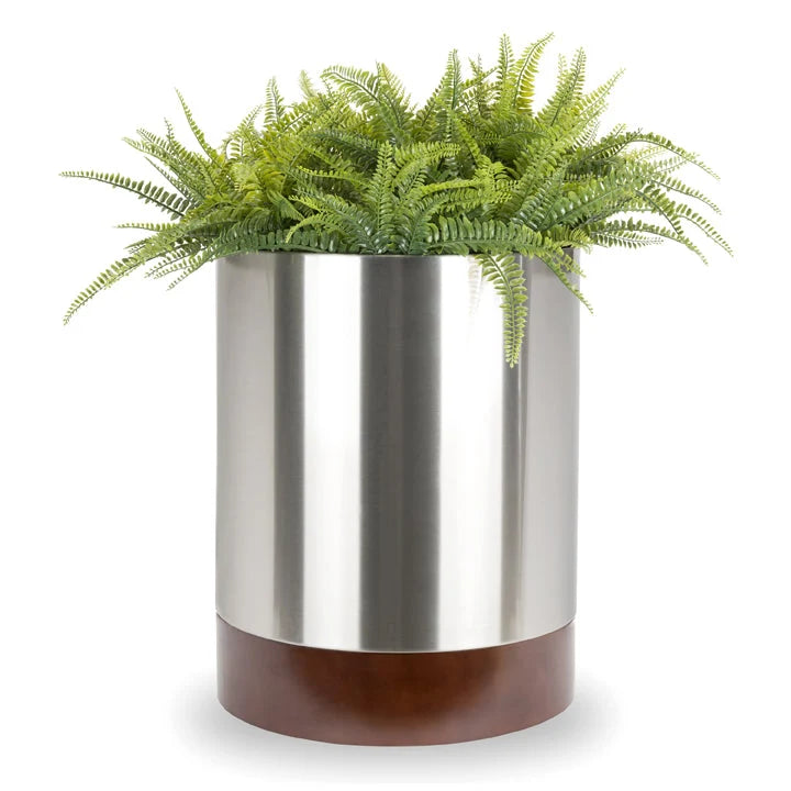 Indoor Planter Stainless Steel Hardwood Base