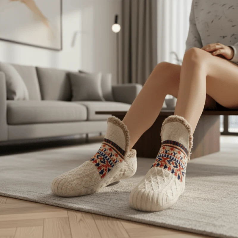Indoor Socks Plush Non-Slip Silicone Grip