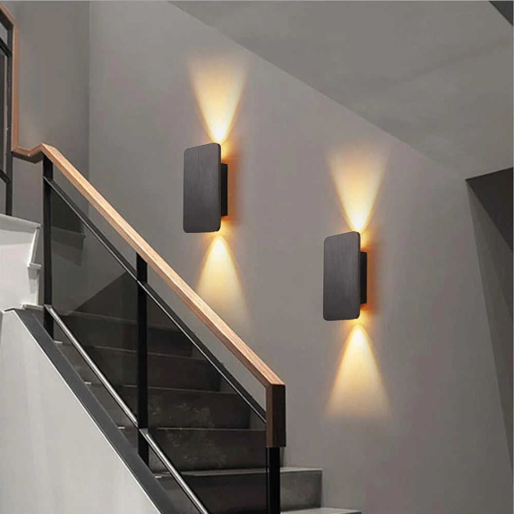 Indoor Wall Light Rectangular Metal Frame Warm Built-In LED