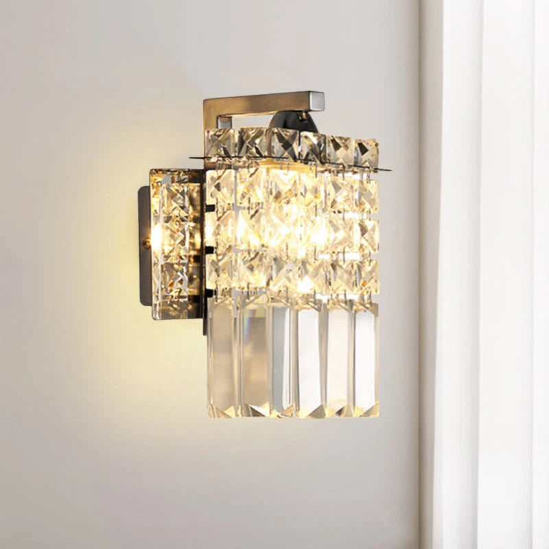 Indoor Wall Sconce Rectangular Crystalline Chromium Hardwired E12 E14